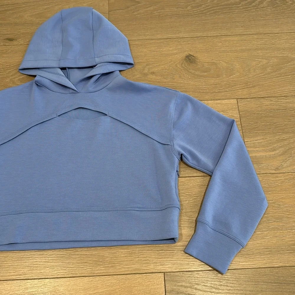90 DEGREE‎ BY REFLEX Girls Persian Jewel Scuba Zoe Cropped Pullover Hoodie L 12